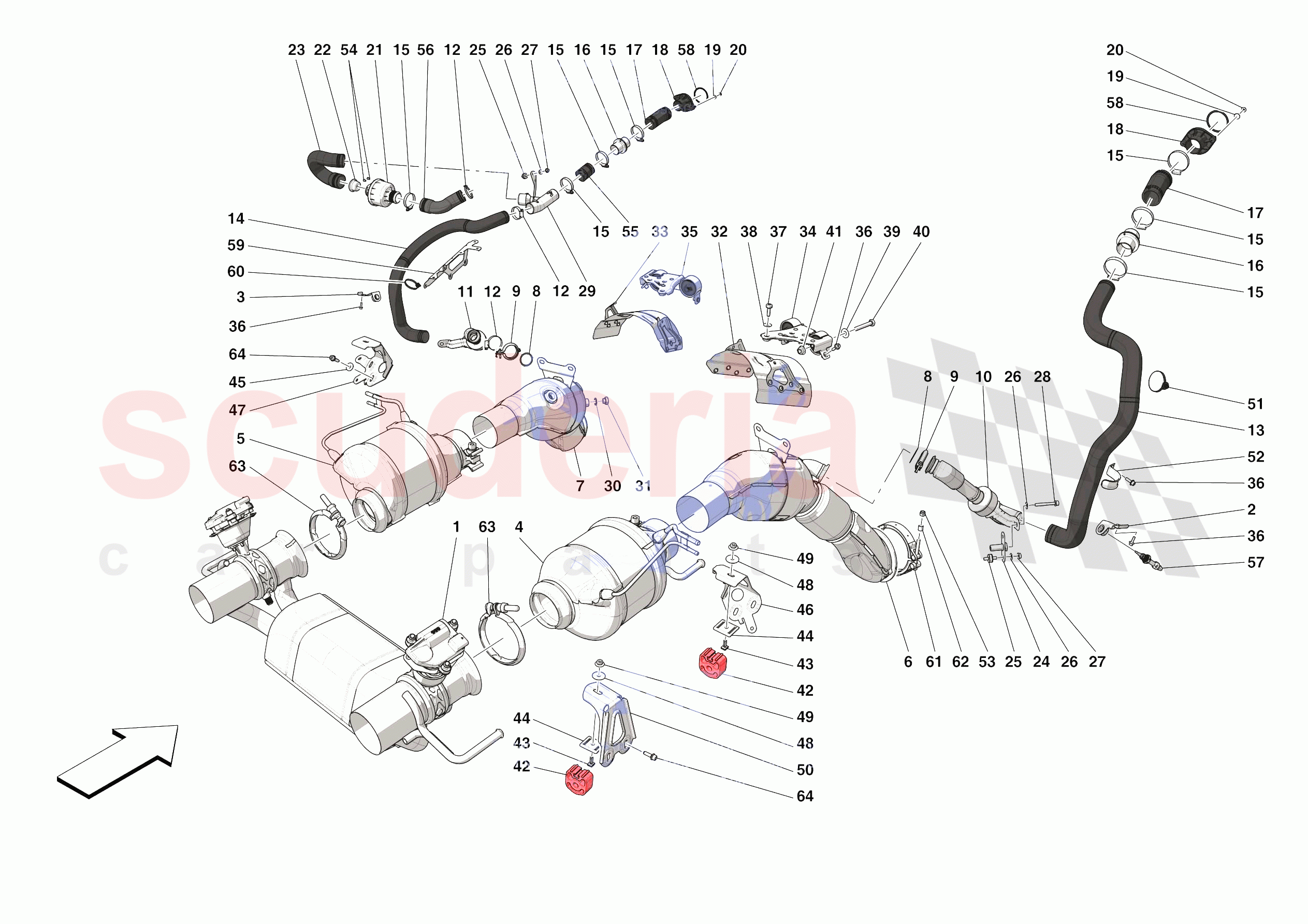 EXHAUST SYSTEM - FRONT SECTION of Ferrari Ferrari SF90 Stradale USA