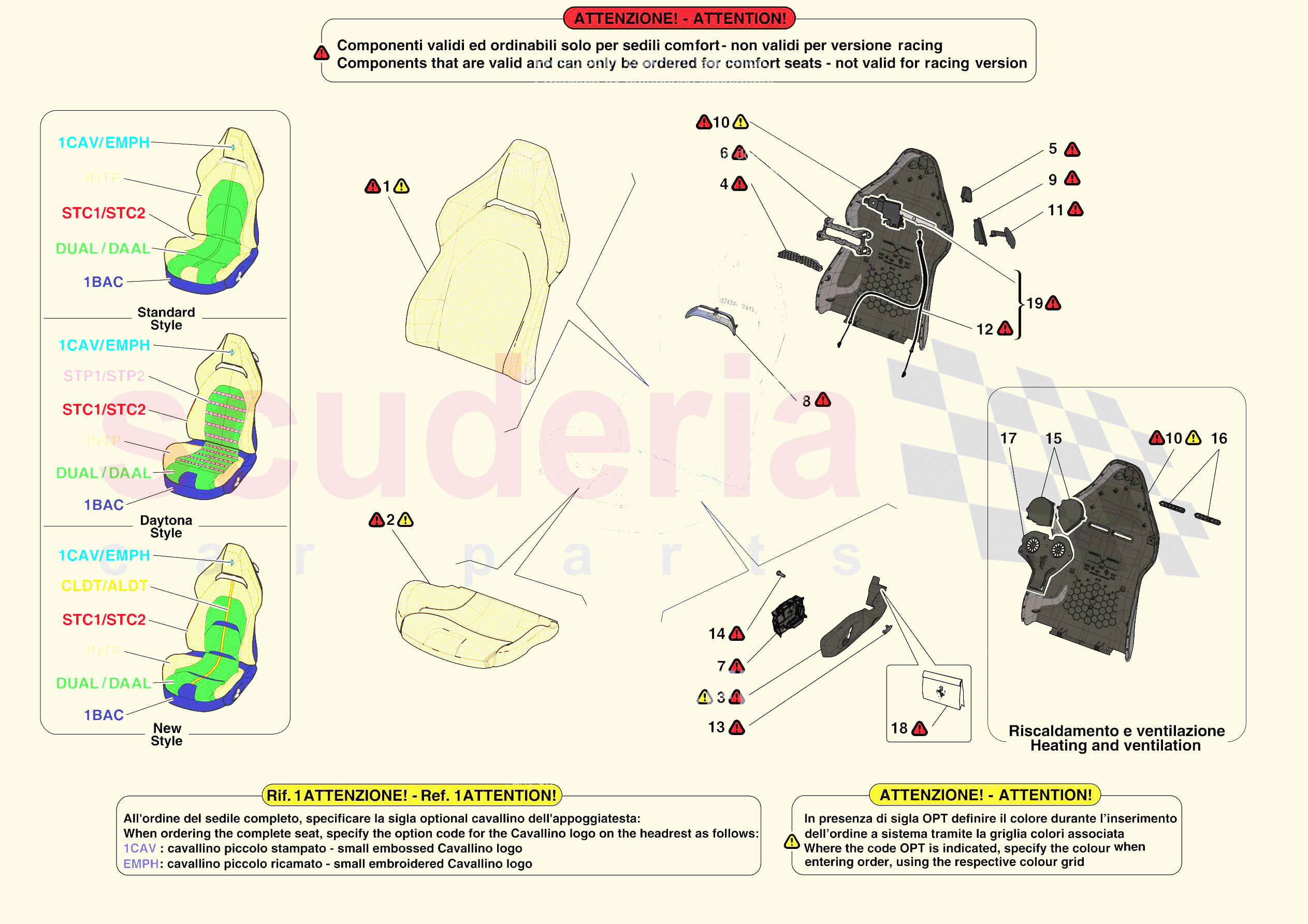 FRONT SEATS - SEAT TRIMS of Ferrari Ferrari SF90 Stradale USA