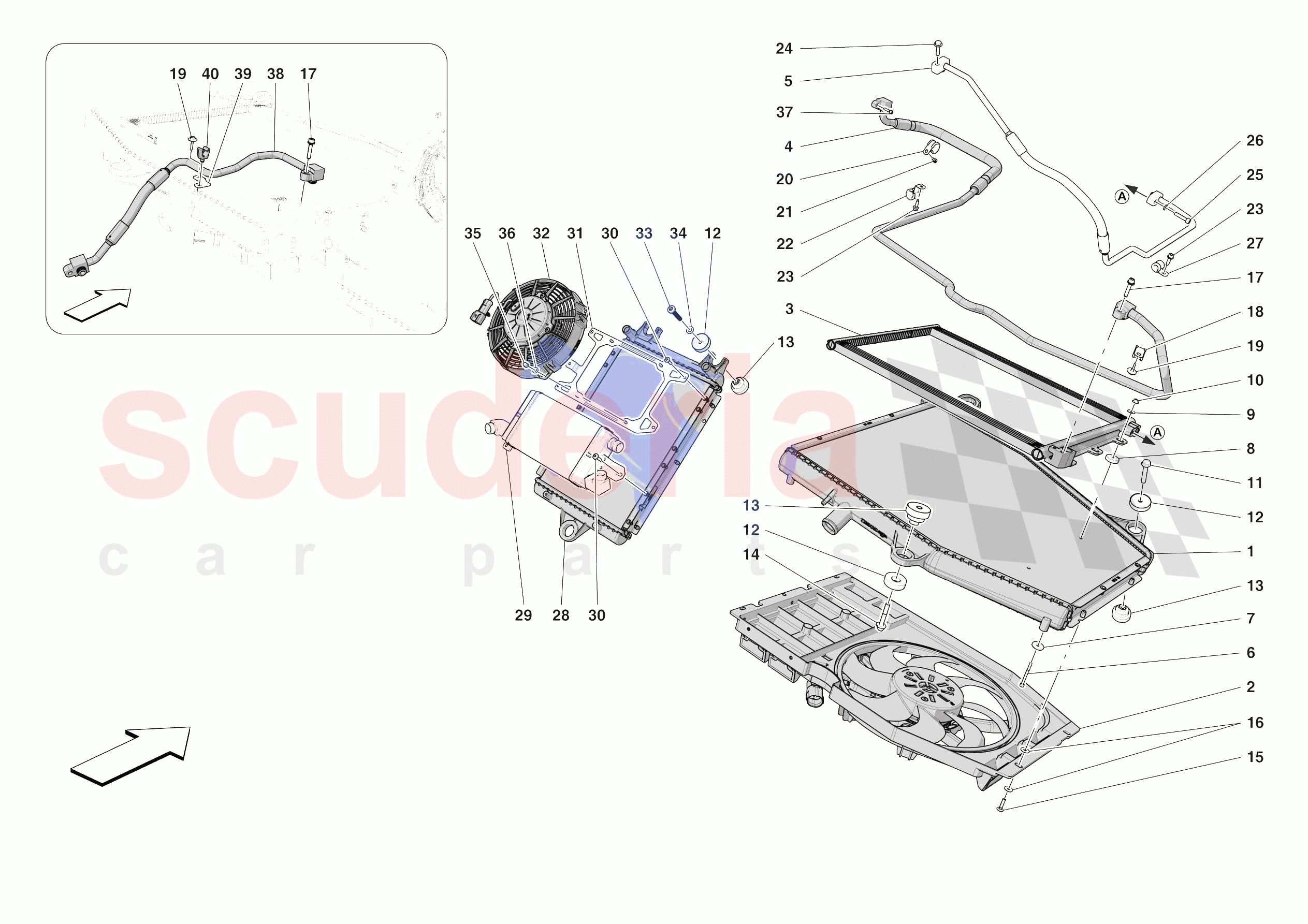ENGINE COOLING SYSTEM RADIATORS of Ferrari Ferrari SF90 XX Spider Europe RH