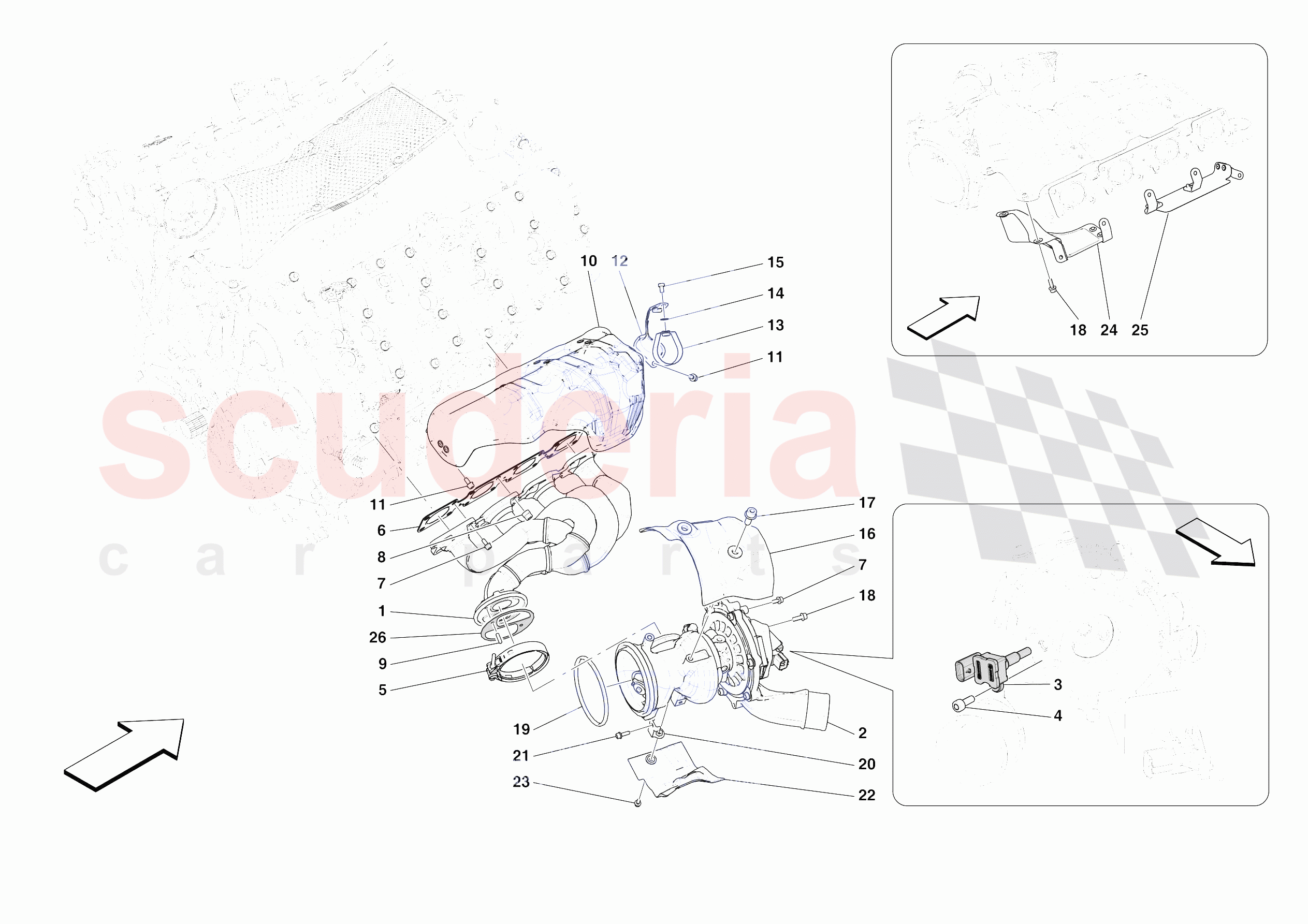 FORCED INDUCTION SYSTEM TURBOCHARGERS AND MOUNTS of Ferrari Ferrari SF90 XX Stradale Europe