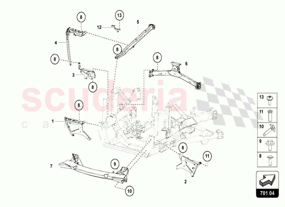 REAR FRAME ELEMENTS 2 of Lamborghini Lamborghini Aventador LP720 Roadster