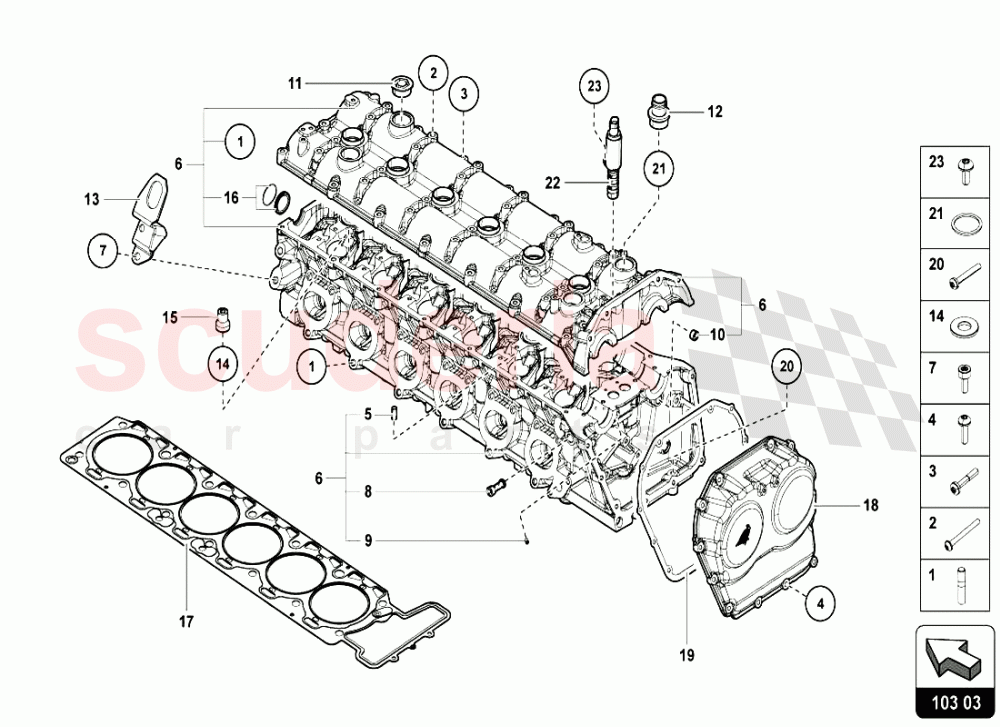 RIGHT CYLINDER HEAD AND COVER of Lamborghini Lamborghini Aventador LP720 Roadster