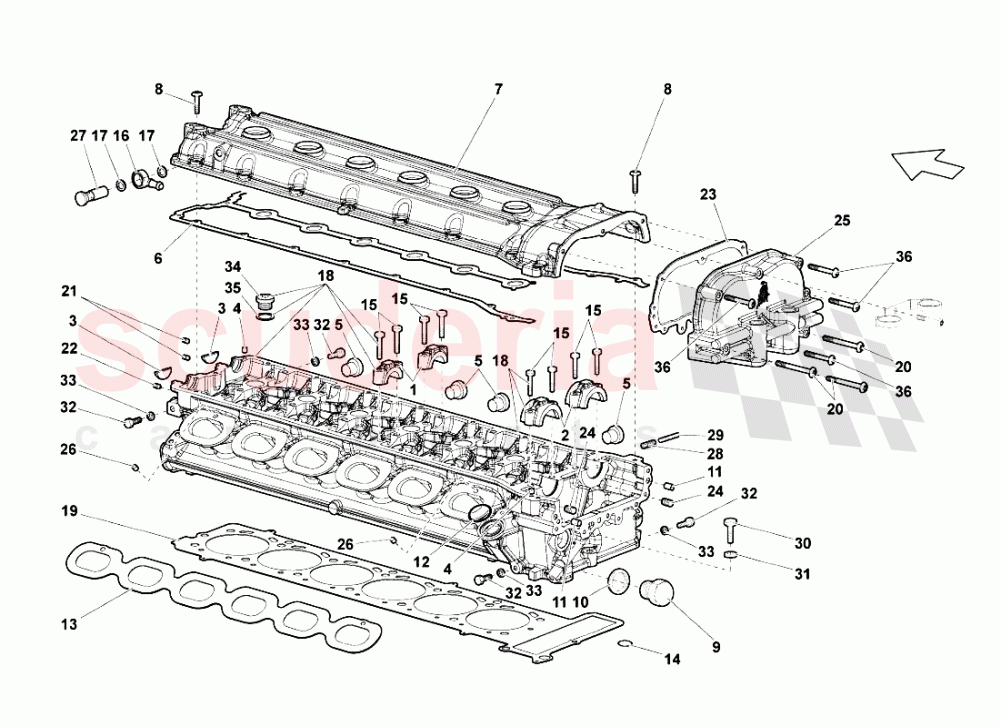 Left Cylinder Head And Cover of Lamborghini Lamborghini Murcielago LP640 Roadster