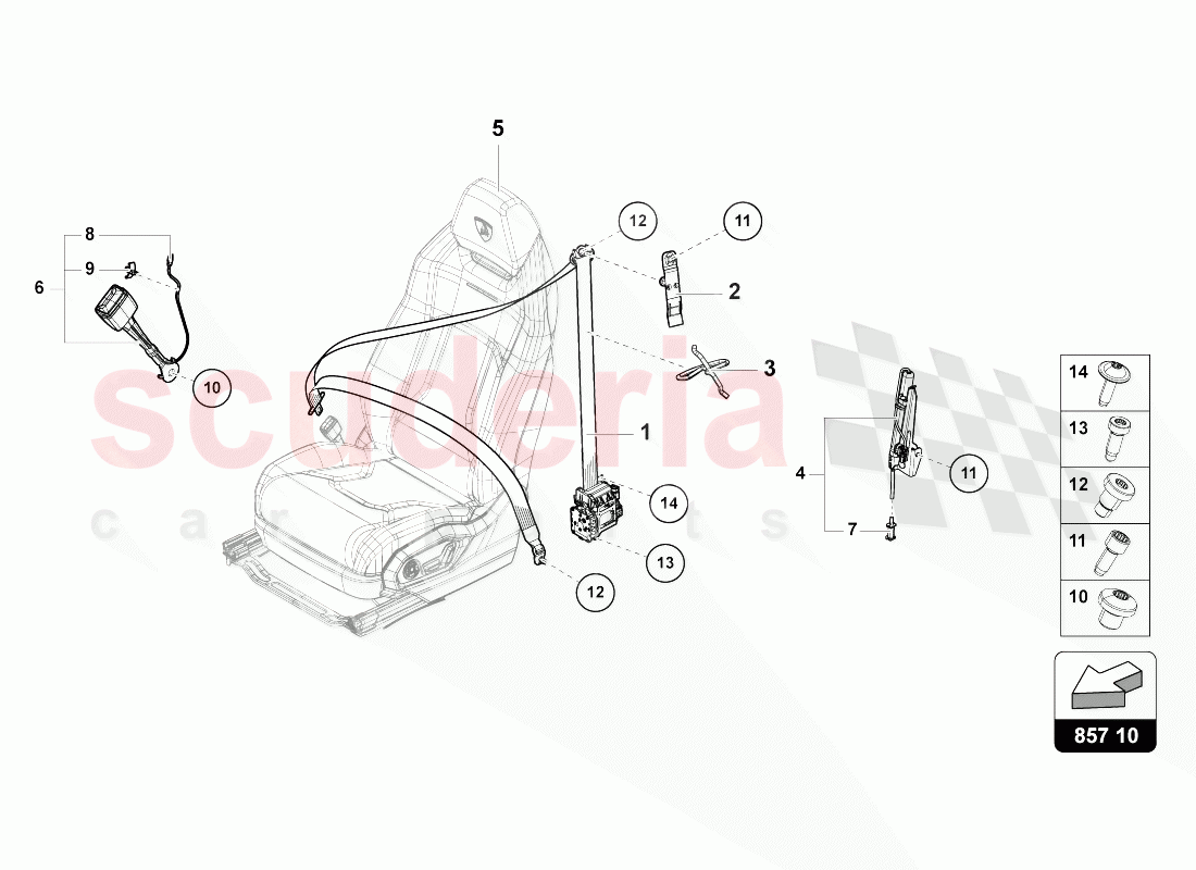 THREE-POINT SAFETY BELT ANT of Lamborghini Lamborghini Urus (2018-2019)