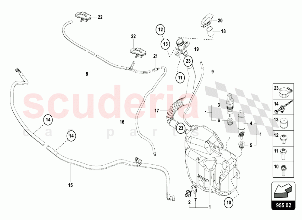 WINDSCREEN - HEADLIGHT WASHER SYSTEM of Lamborghini Lamborghini Aventador LP720 Roadster