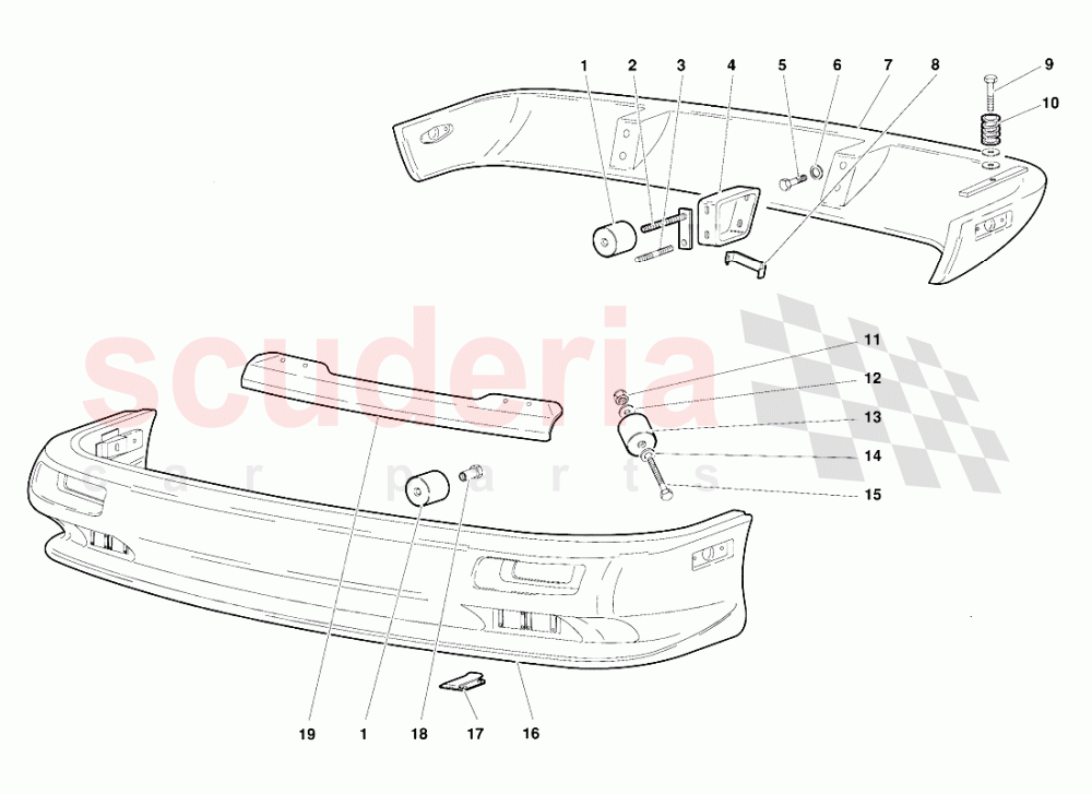 Bumpers (Valid for USA Version - September 1991) of Lamborghini Lamborghini Diablo (1990-1998)