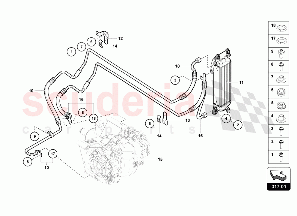 OIL COOLER of Lamborghini Lamborghini Aventador LP700 Roadster
