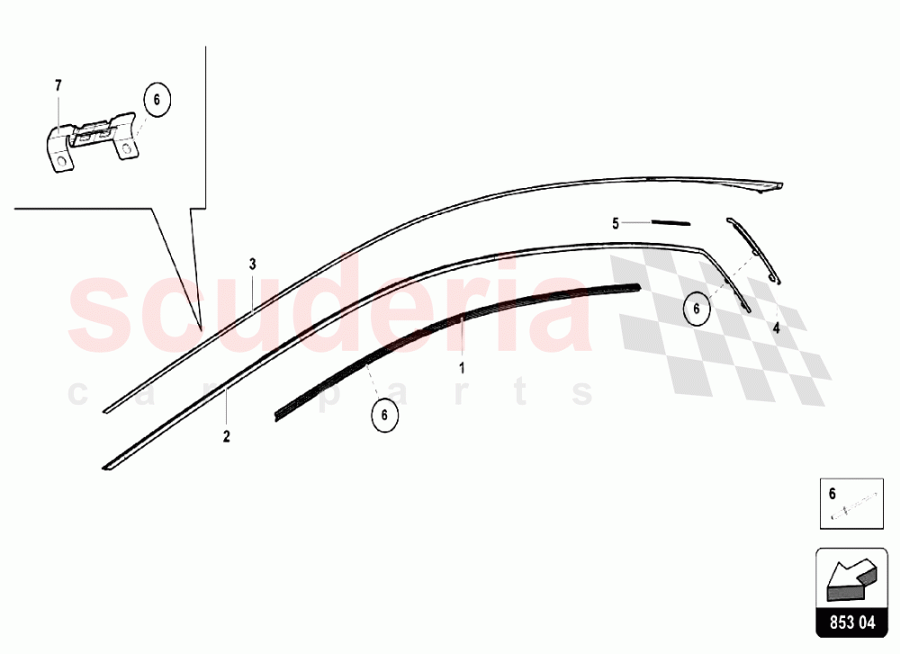 Side Member - Roof Moulding of Lamborghini Lamborghini Huracan LP580 Coupe