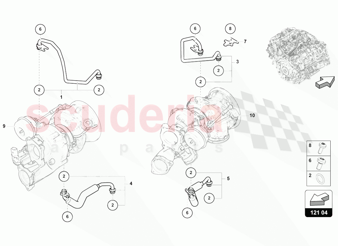 COOLANT COOLING SYSTEM FOR TURBOCHARGER of Lamborghini Lamborghini Urus (2018-2019)