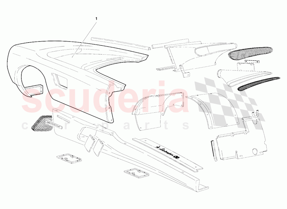 Body Elements-Right Flank (Valid for Canada - January 1995) of Lamborghini Lamborghini Diablo SE30 (1993-1995)