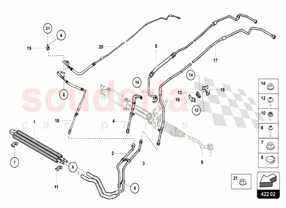 OIL COOLER - POWER STEERING of Lamborghini Lamborghini Aventador LP720 Roadster