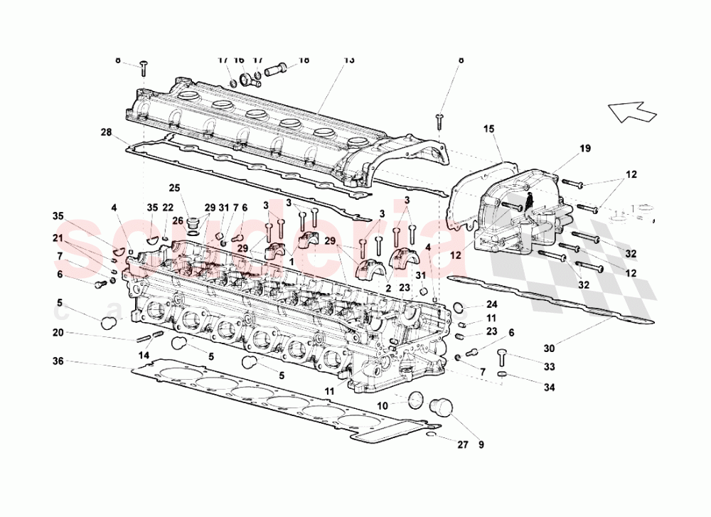 Rh Cylinder Head And Cover of Lamborghini Lamborghini Murcielago LP670