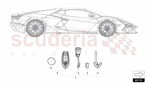 KEY WITH TRANS- PONDER (FOLDABLE BIT) of Lamborghini Lamborghini Revuelto Coupe