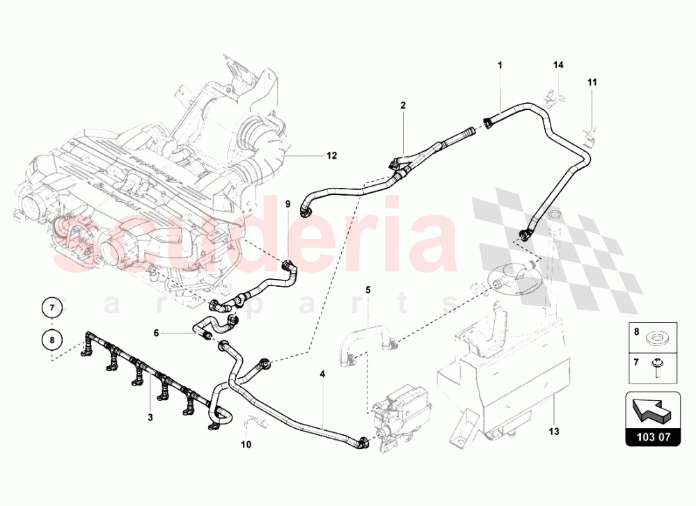 BLOW BY SYSTEM - FROM VIN CLA00325 of Lamborghini Lamborghini Aventador LP700 Roadster