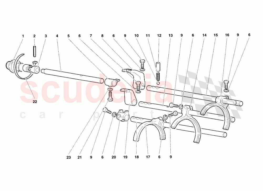 Gearbox Shifting Rods and forks of Lamborghini Lamborghini Diablo VT Roadster (1998-2000)