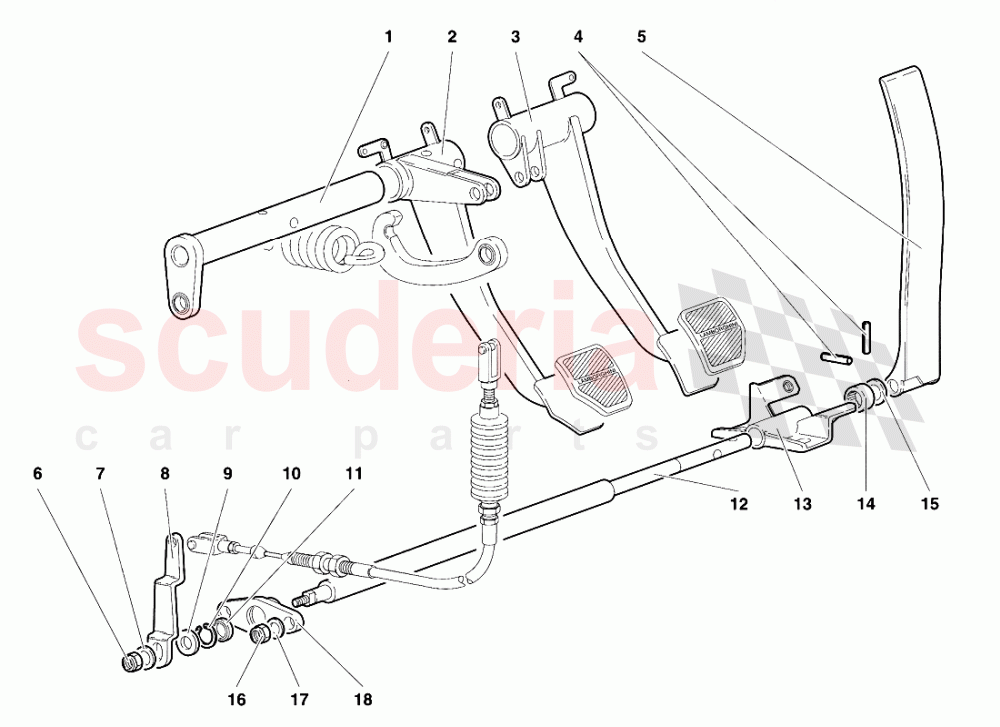 Pedals (Valid for R.H.D. Version - April 1994) of Lamborghini Lamborghini Diablo VT (1993-1998)