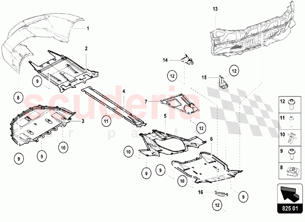 Frame Floor Panels of Lamborghini Lamborghini Huracan LP640 Performante Coupe