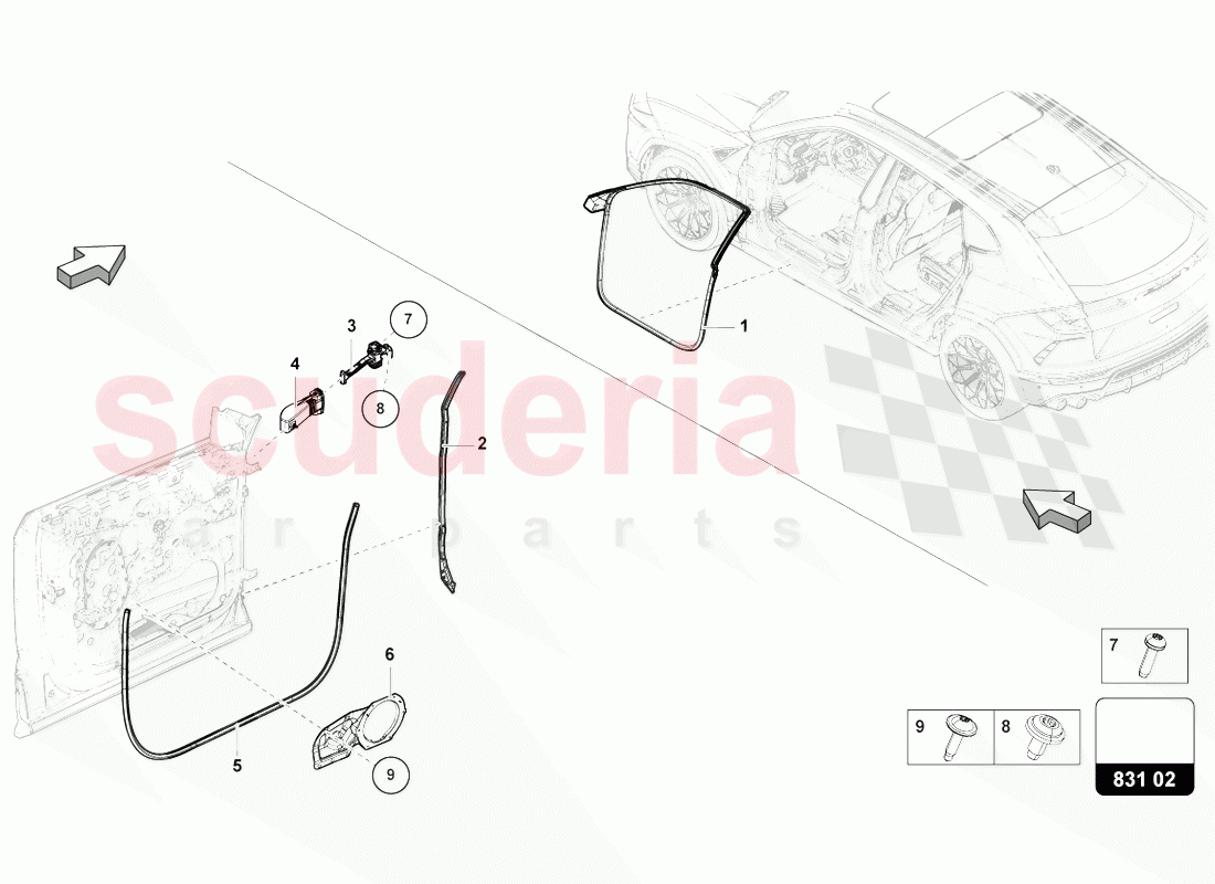 DOOR SEAL of Lamborghini Lamborghini Urus (2018-2019)