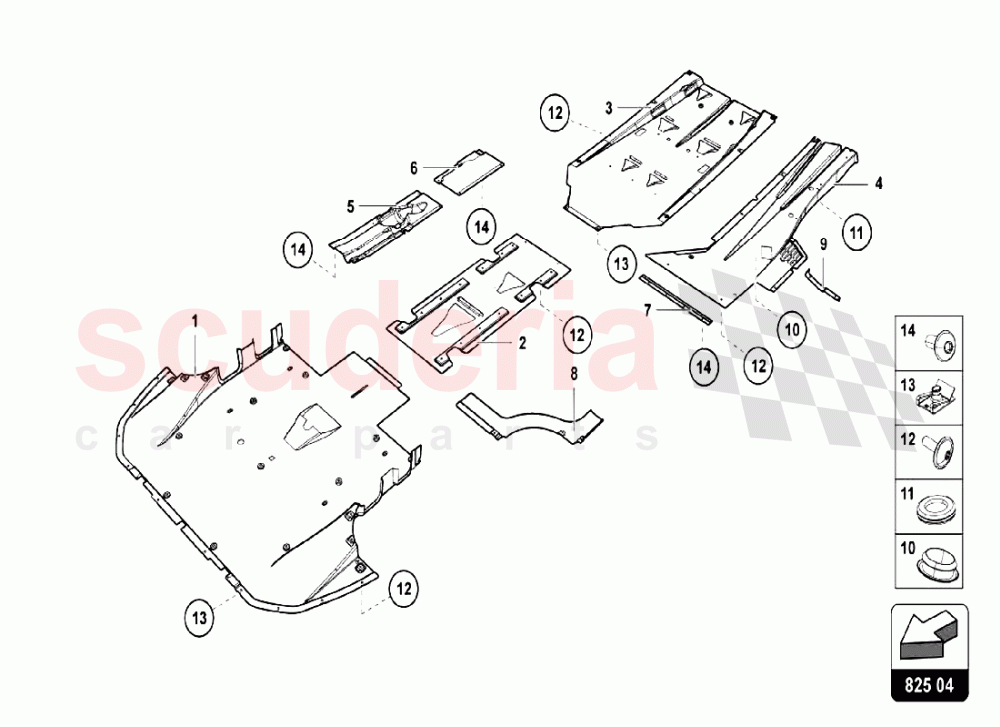 FRAME FLOOR PANELS of Lamborghini Lamborghini Aventador LP750 SV Coupe