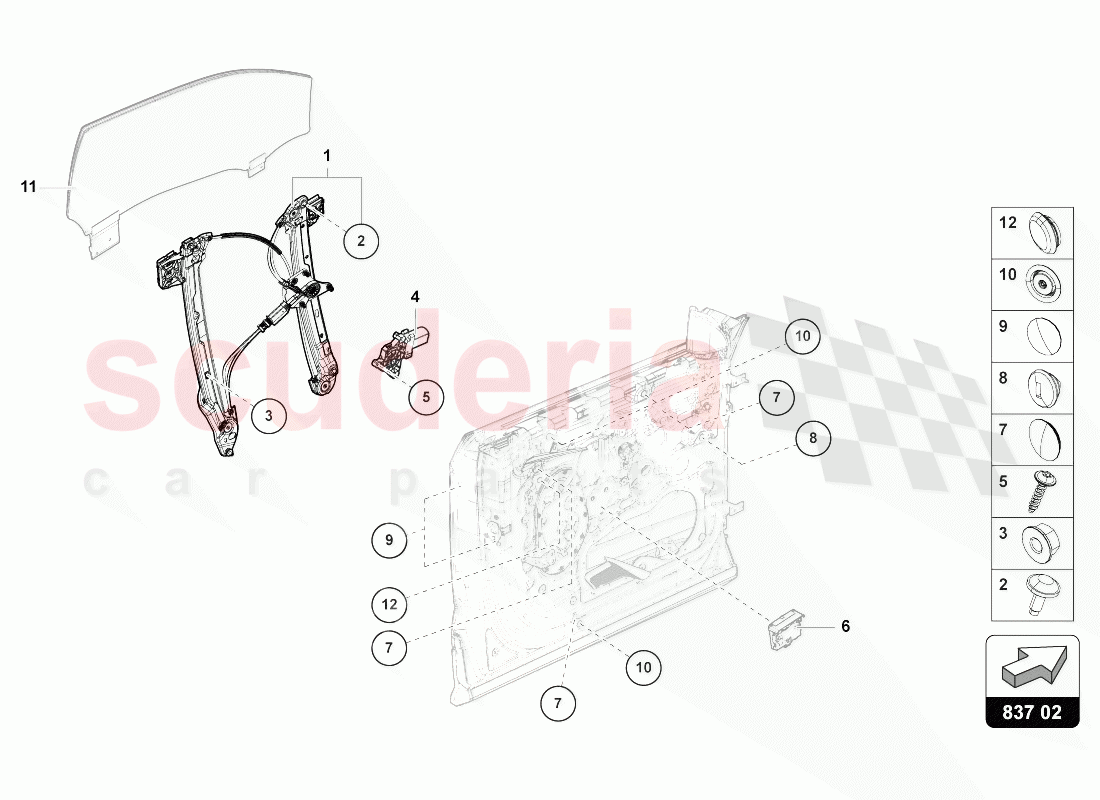 WINDOW REGULATOR WITH MOTOR of Lamborghini Lamborghini Urus (2018-2019)