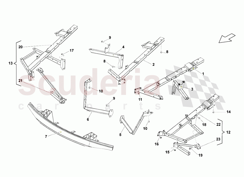 Front Frame Attachments of Lamborghini Lamborghini Gallardo Spyder