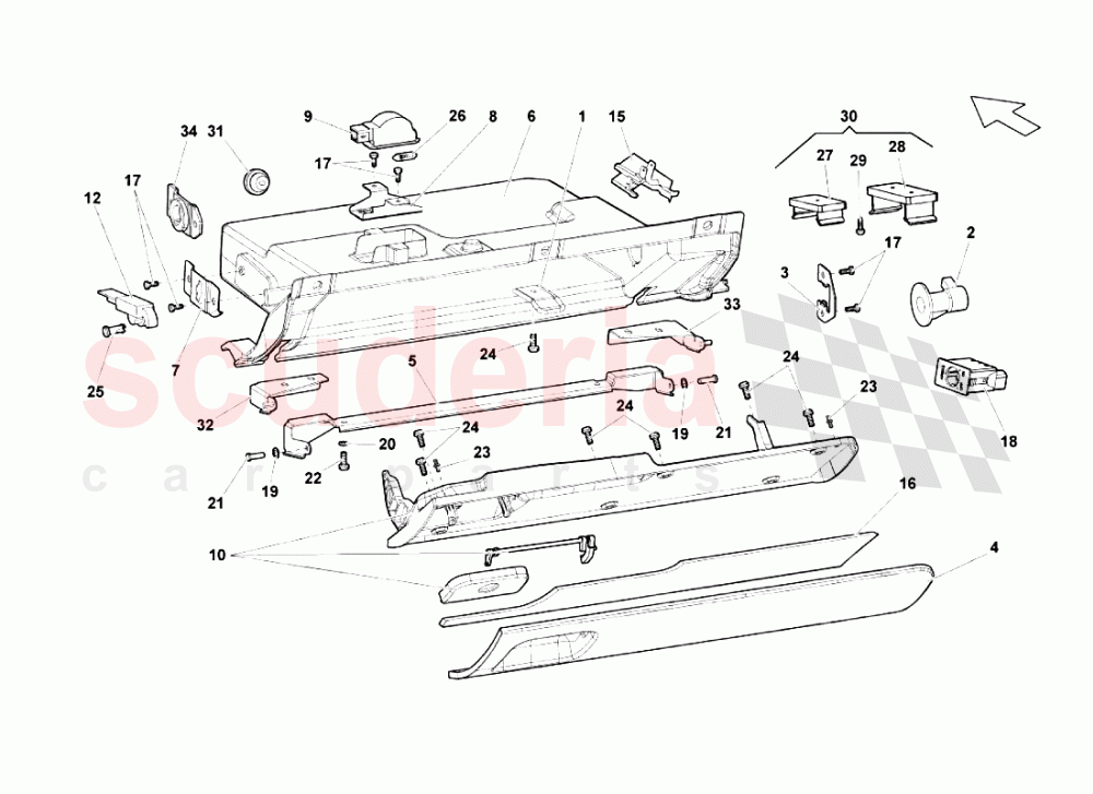 Passenger Side Drawer of Lamborghini Lamborghini Gallardo (2006-2007)