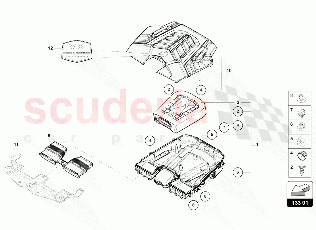 AIR FILTER WITH CONNECTING PARTS of Lamborghini Lamborghini Urus (2018-2019)