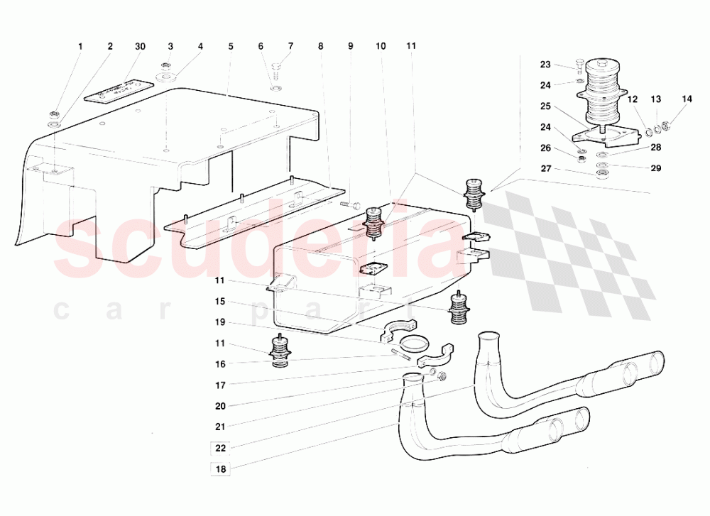 Exhaust System (Valid for June 1992 Version) 3 of Lamborghini Lamborghini Diablo (1990-1998)
