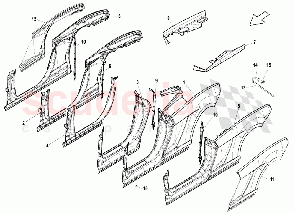 Frame Elements - Door Frame of Lamborghini Lamborghini Gallardo LP550 Coupe