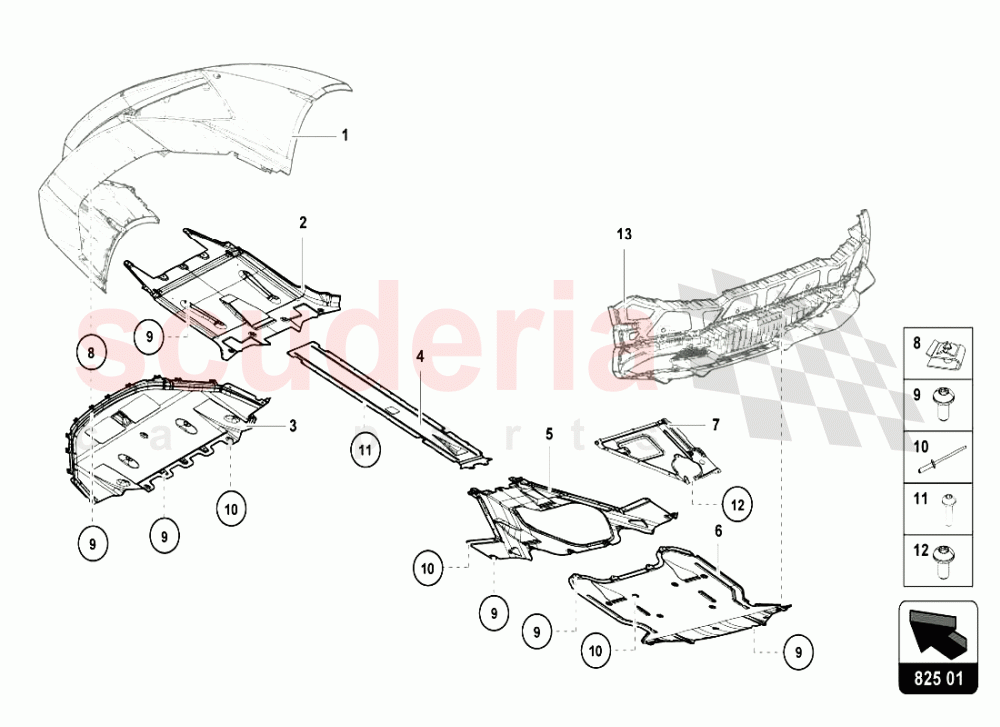 FRAME FLOOR PANELS of Lamborghini Lamborghini Huracan LP610 Coupe