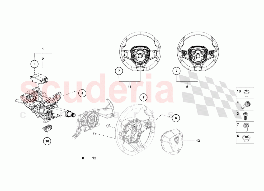 Steering Column of Lamborghini Lamborghini Aventador LP700 Coupe