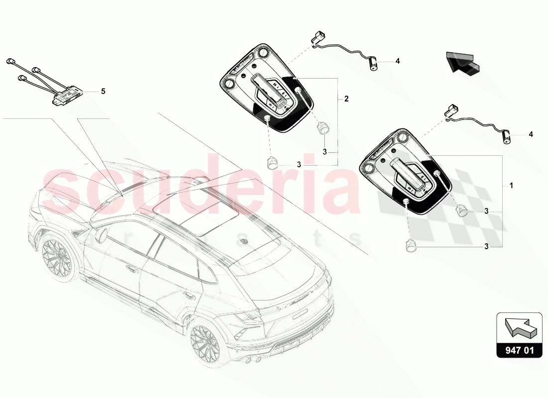 INTERIOR AND READING LIGHT of Lamborghini Lamborghini Urus (2018-2019)