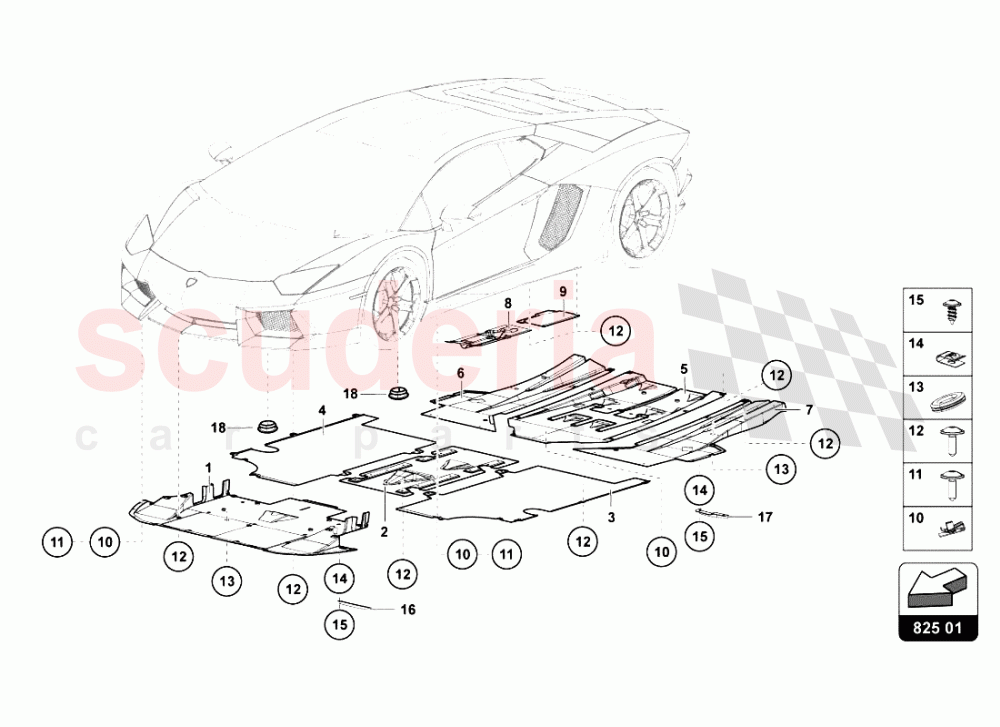 FRAME FLOOR PANELS of Lamborghini Lamborghini Aventador LP700 Roadster
