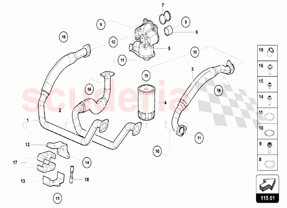 OIL FILTER of Lamborghini Lamborghini Aventador LP750 SV Roadster