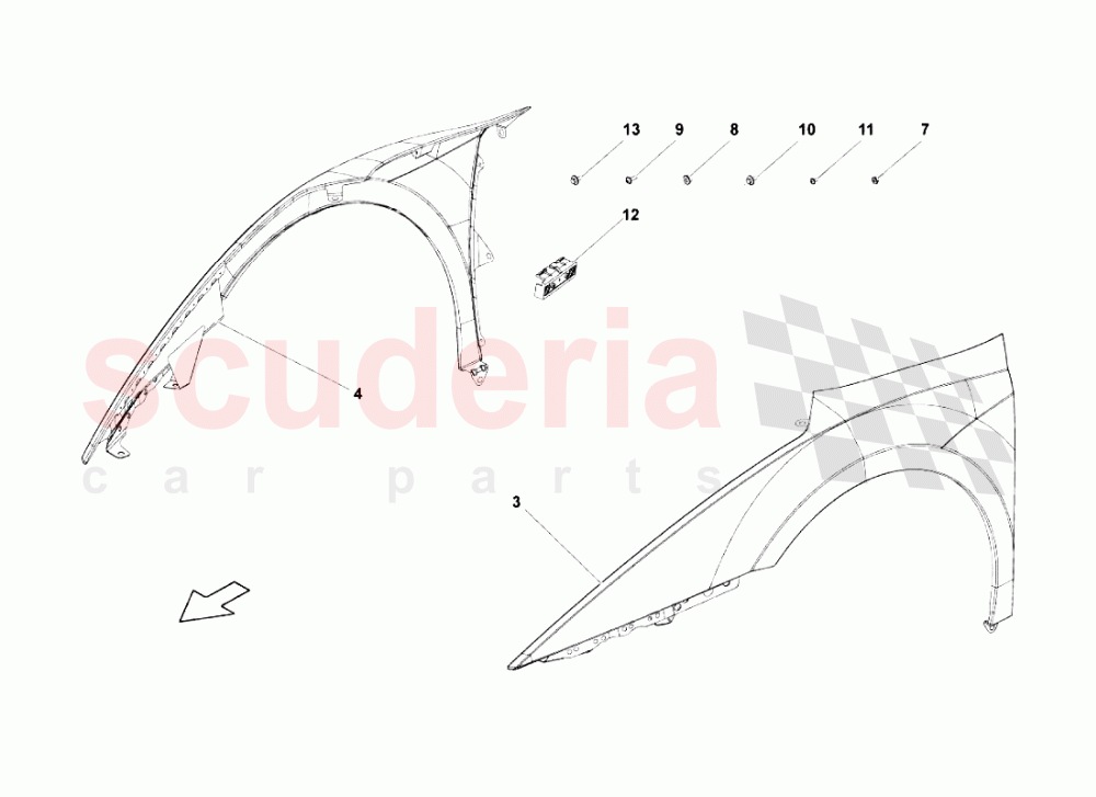 Rear Fender of Lamborghini Lamborghini Gallardo Superleggera
