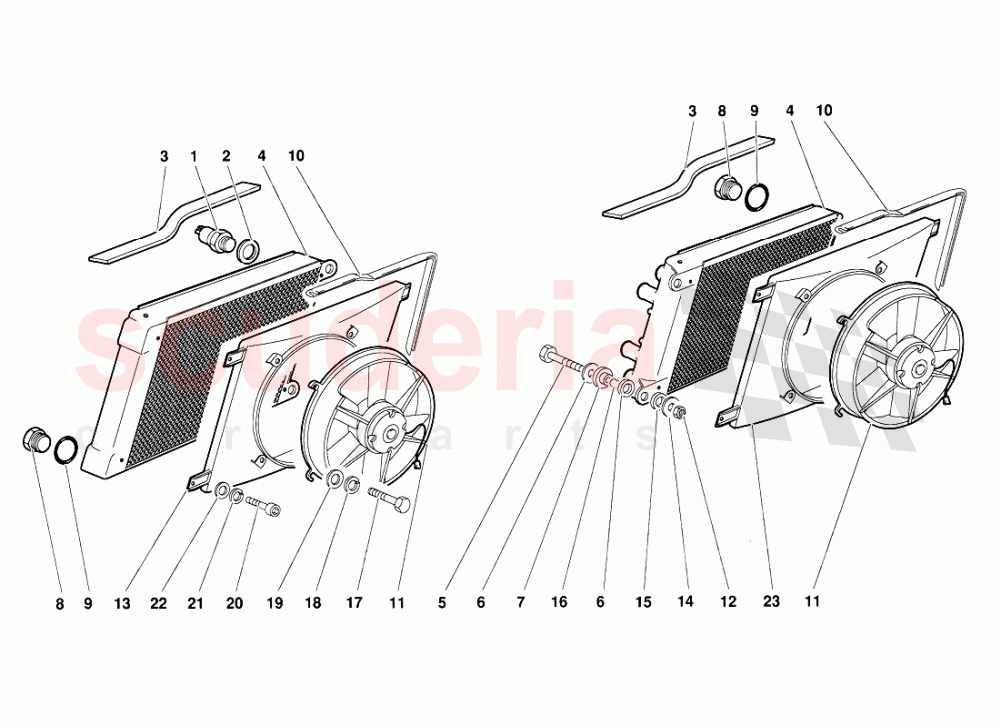 Radiator and Electro-Fans of Lamborghini Lamborghini Diablo (1990-1998)