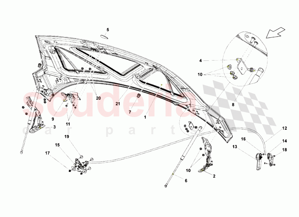 Front Hood of Lamborghini Lamborghini Gallardo LP560 Spyder