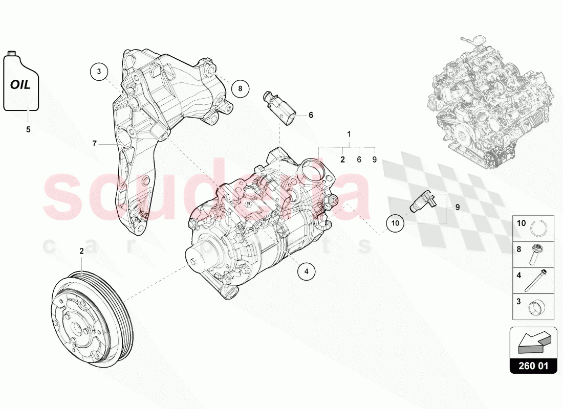 A/C COMPRESSOR WITH INDIVIDUAL PARTS of Lamborghini Lamborghini Urus (2018-2019)