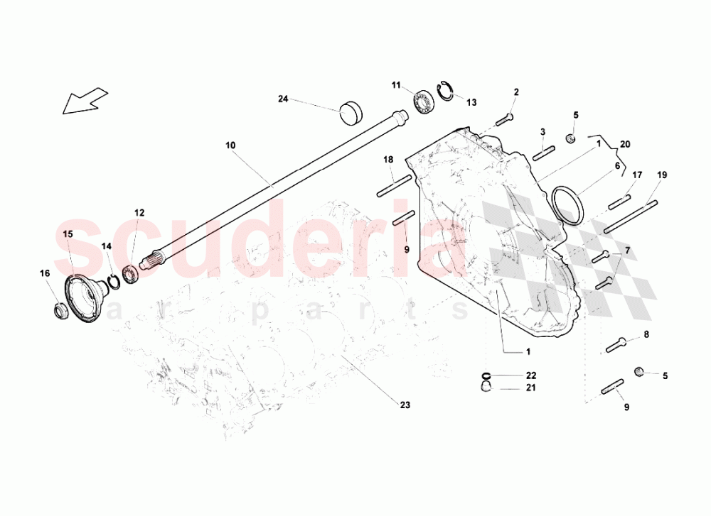 Timing Chain Cover - Propeller Shaft of Lamborghini Lamborghini Gallardo (2003-2005)