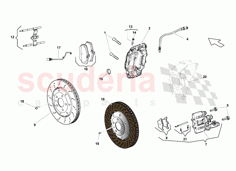 Rear Brakes Discs Std-ccb of Lamborghini Lamborghini Gallardo LP560 Coupe