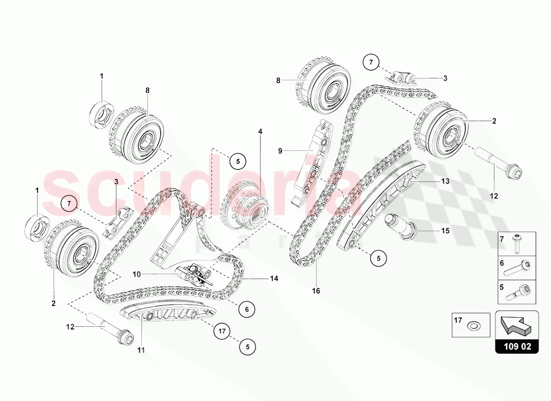 TIMING CHAIN of Lamborghini Lamborghini Aventador LP770 SVJ Coupe