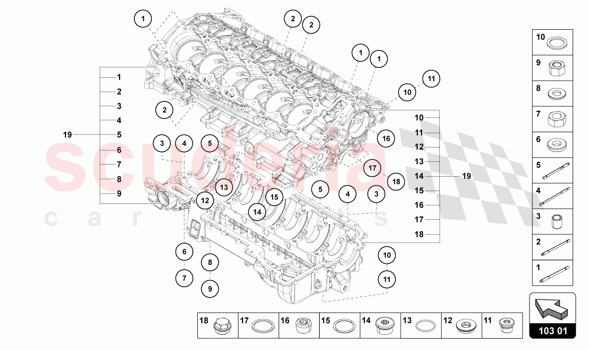 ENGINE BLOCK of Lamborghini Lamborghini Aventador LP780 Ultimae