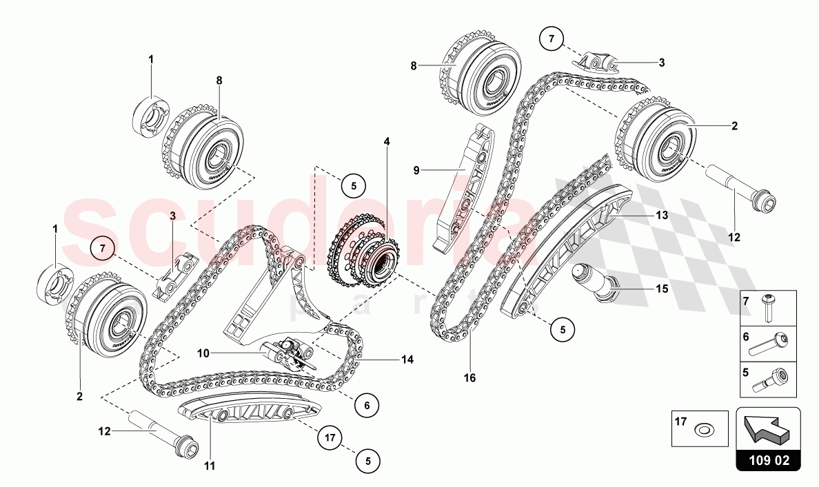 TIMING CHAIN of Lamborghini Lamborghini Aventador LP780 Ultimae