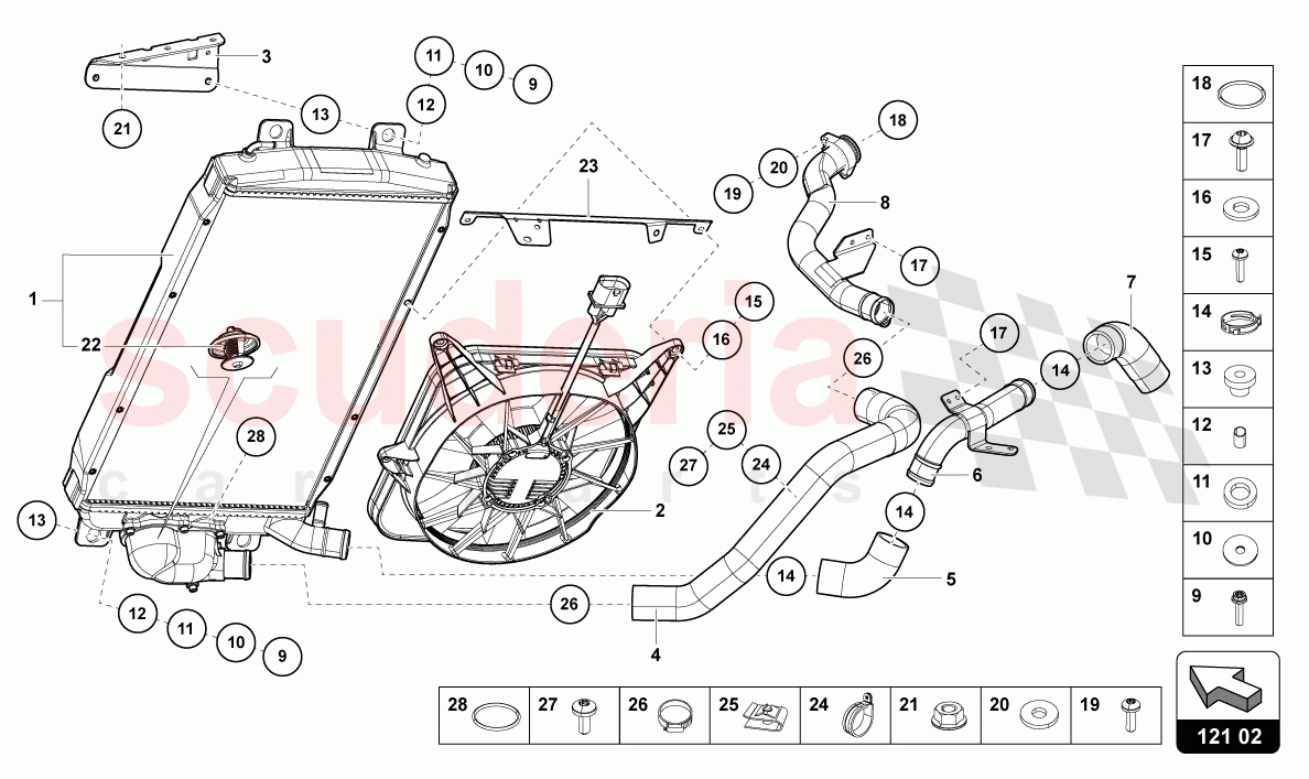 COOLER FOR COOLANT of Lamborghini Lamborghini Aventador LP780 Ultimae