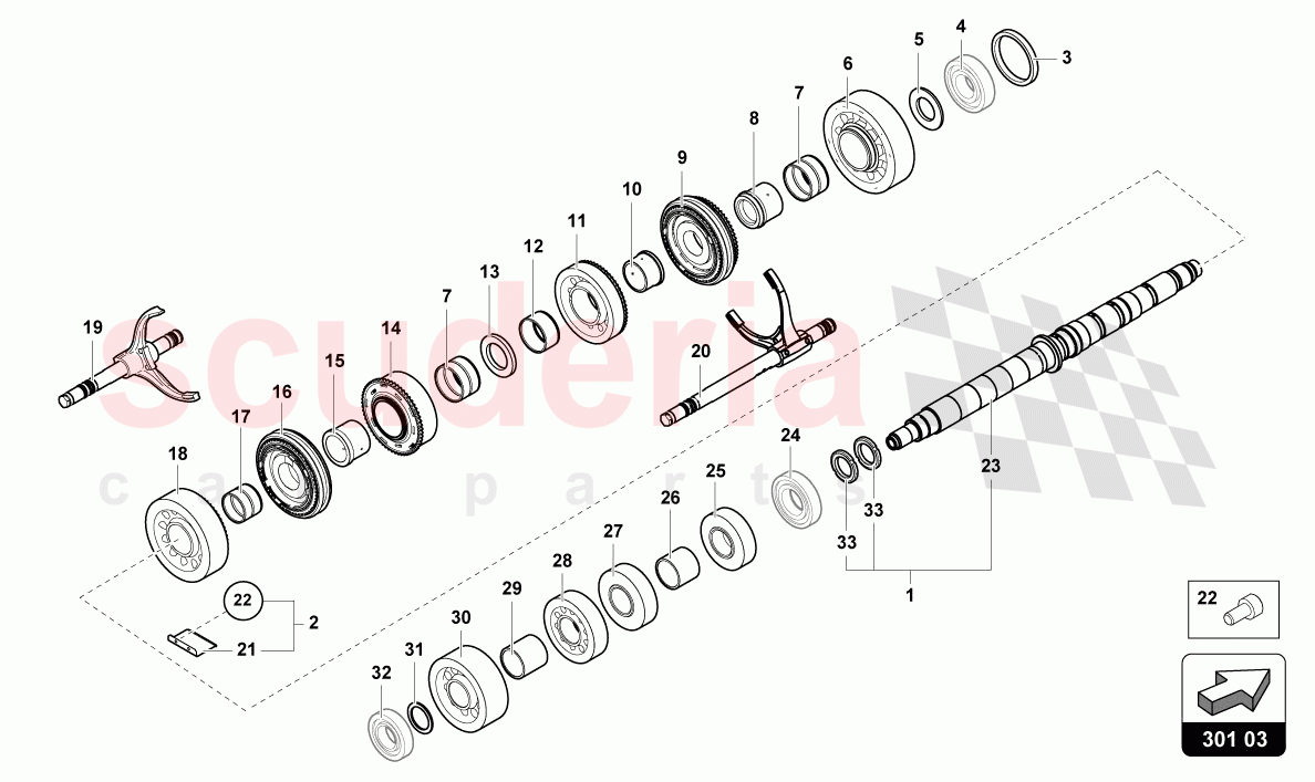 REDUCTION GEARBOX SHAFT of Lamborghini Lamborghini Aventador LP780 Ultimae
