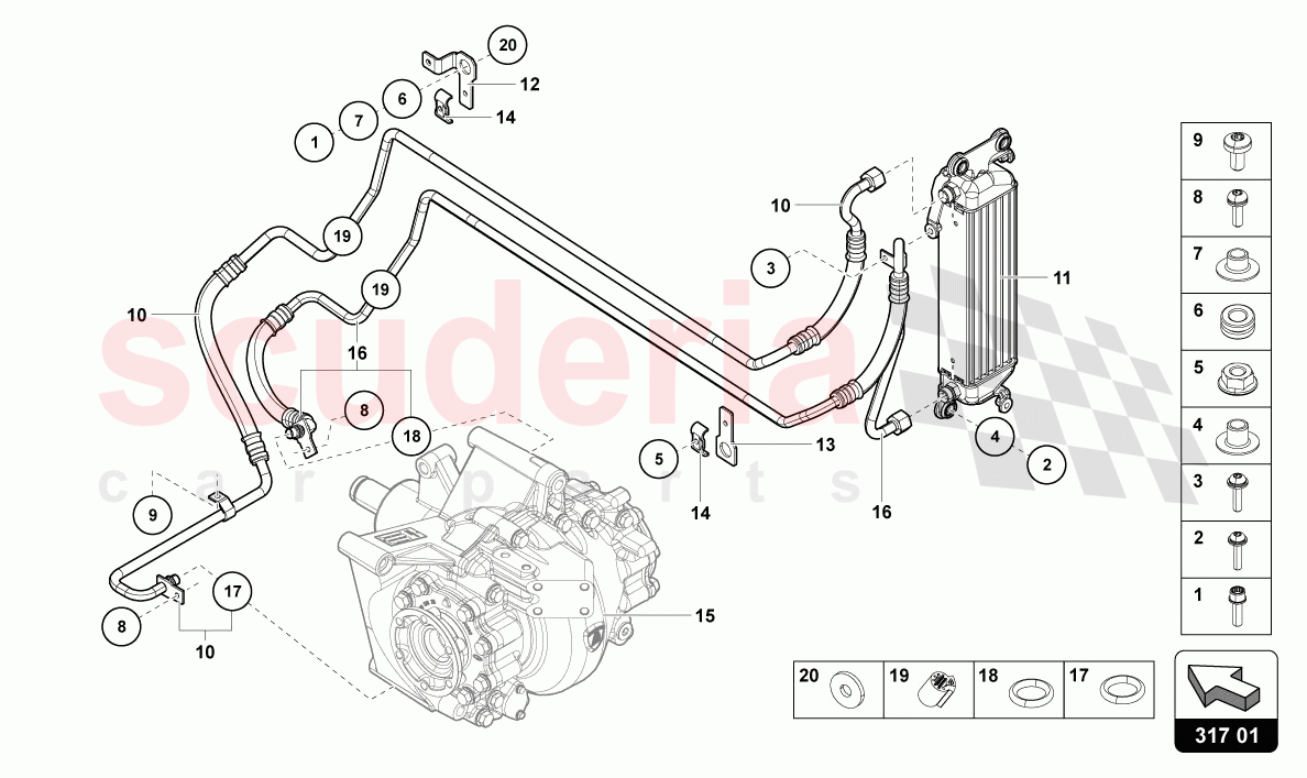 OIL COOLER  REAR of Lamborghini Lamborghini Aventador LP780 Ultimae