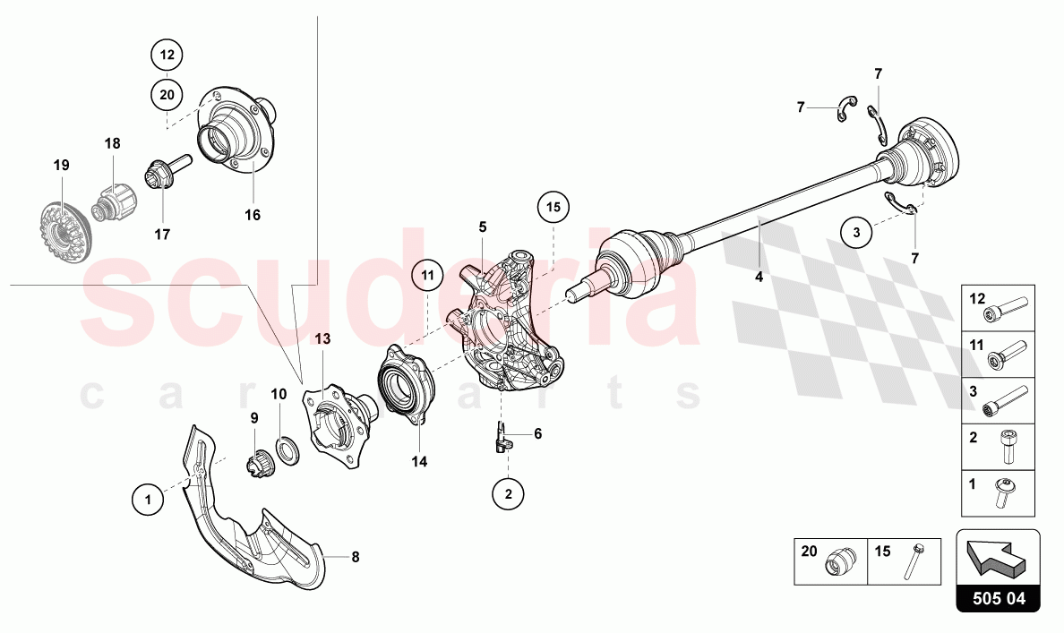 AXLE SHAFT REAR of Lamborghini Lamborghini Aventador LP780 Ultimae