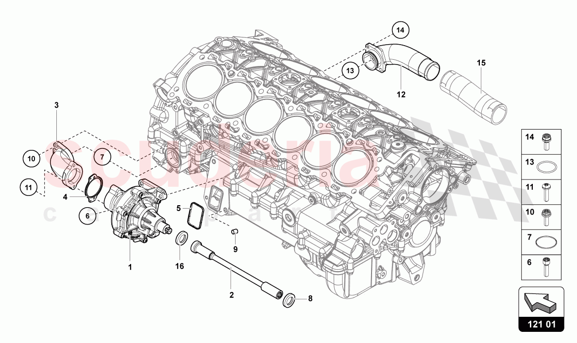 COOLANT PUMP of Lamborghini Lamborghini Aventador LP780 Ultimae Roadster