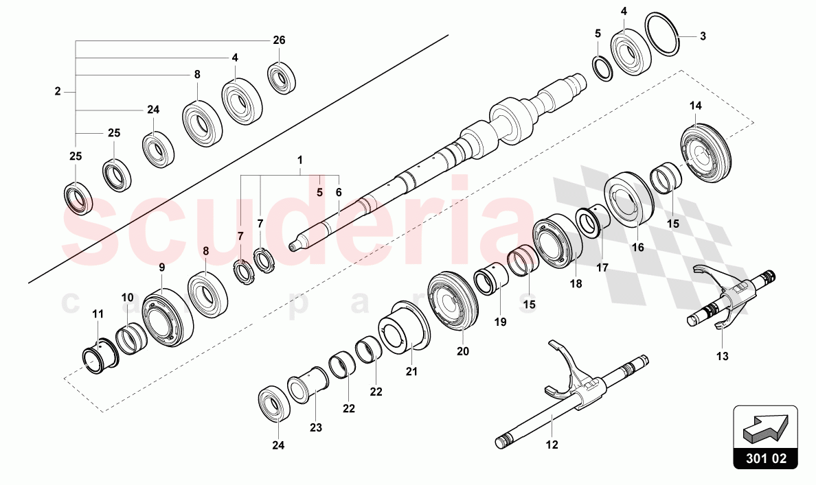 REDUCTION GEARBOX SHAFT of Lamborghini Lamborghini Aventador LP780 Ultimae Roadster