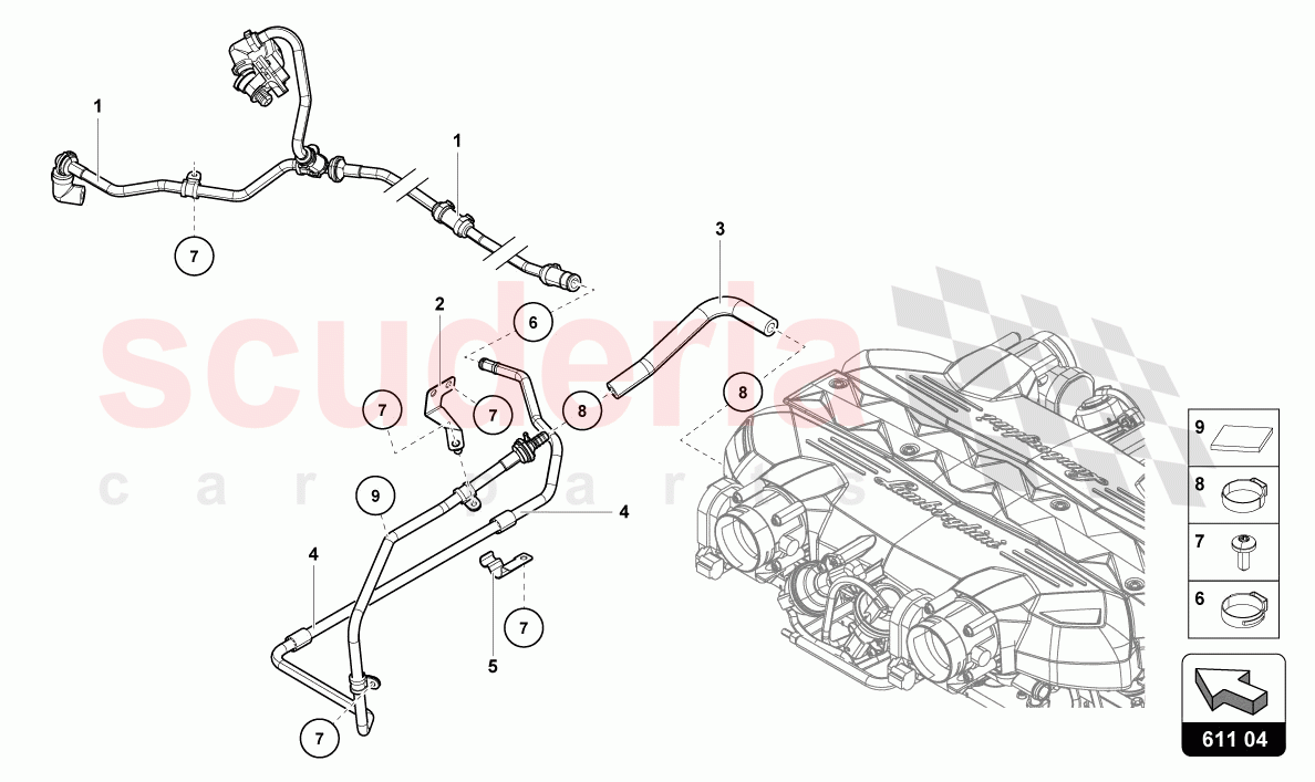 VACUUM HOSES of Lamborghini Lamborghini Aventador LP780 Ultimae Roadster